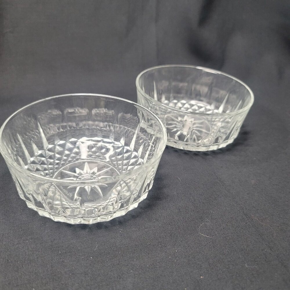 2 ARCOROC USA Round Cut Glass Berry Compote Bowl Dish 4 x 2.25 Inches